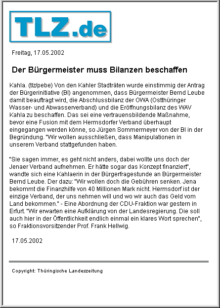 TLZ-Artikel 18. 5. 2002