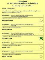 Stimmzettel der Bürgermeisterwahl in Kahla 2012