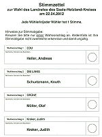 Stimmzettel der Landratswahl 2012